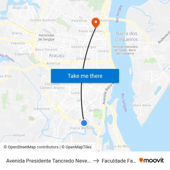 Avenida Presidente Tancredo Neves, 1070 A to Faculdade Fanese map