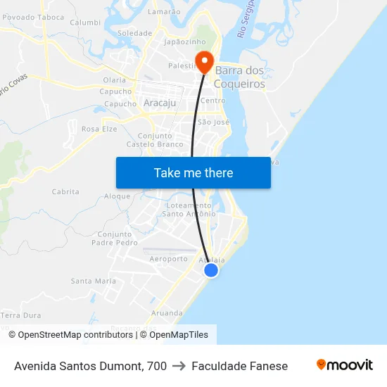 Avenida Santos Dumont, 700 to Faculdade Fanese map