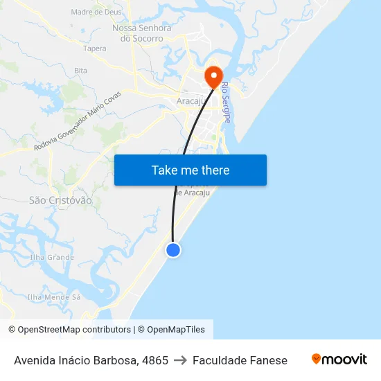 Avenida Inácio Barbosa, 4865 to Faculdade Fanese map