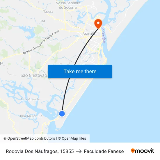 Rodovia Dos Náufragos, 15855 to Faculdade Fanese map