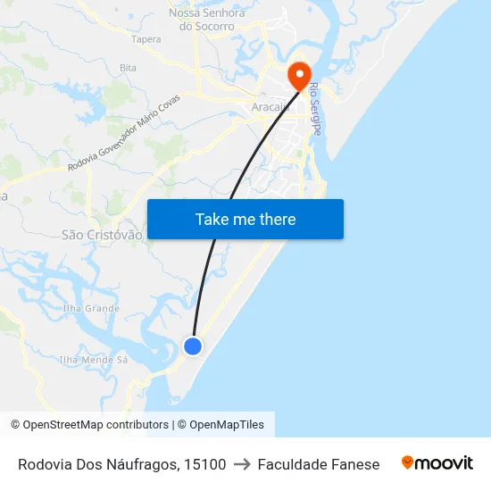 Rodovia Dos Náufragos, 15100 to Faculdade Fanese map