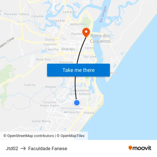 Jtd02 to Faculdade Fanese map
