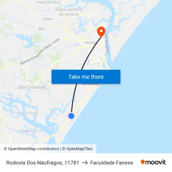 Rodovia Dos Náufragos, 11781 to Faculdade Fanese map