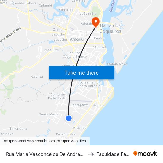 Rua Maria Vasconcelos De Andrade 1285 to Faculdade Fanese map