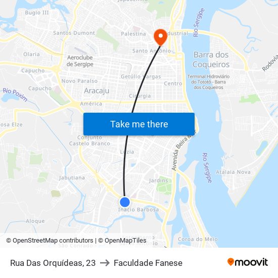 Rua Das Orquídeas, 23 to Faculdade Fanese map