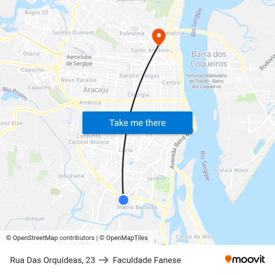 Rua Das Orquídeas, 23 to Faculdade Fanese map