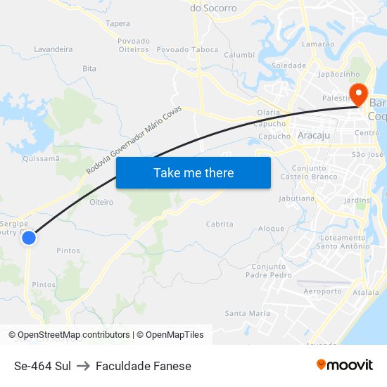 Se-464 Sul to Faculdade Fanese map