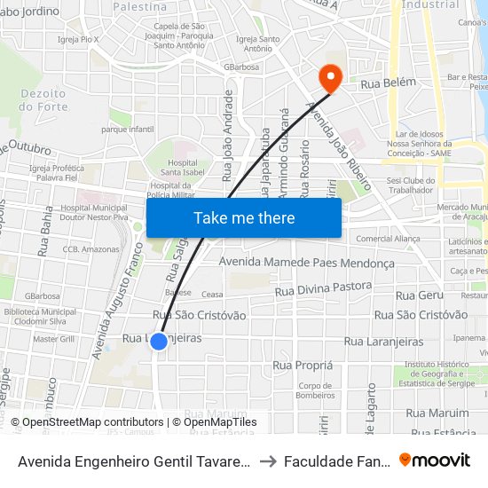 Avenida Engenheiro Gentil Tavares, 625 to Faculdade Fanese map