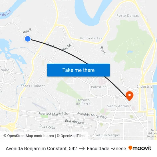 Avenida Benjamim Constant, 542 to Faculdade Fanese map