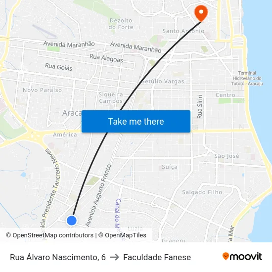 Rua Álvaro Nascimento, 6 to Faculdade Fanese map