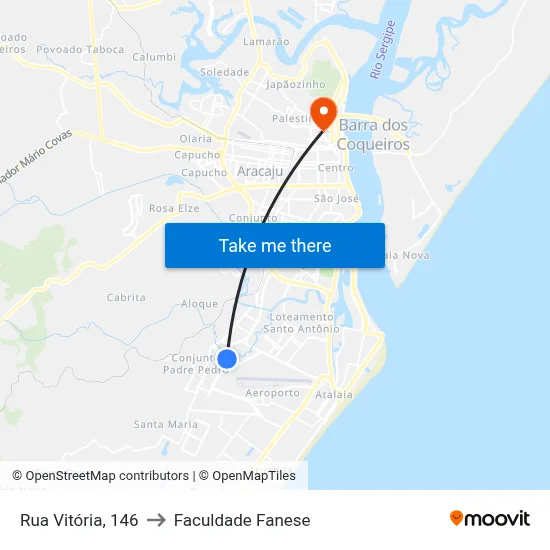 Rua Vitória, 146 to Faculdade Fanese map