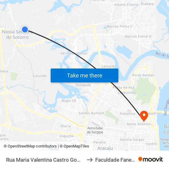 Rua Maria Valentina Castro Gomes to Faculdade Fanese map