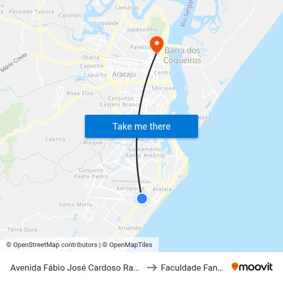 Avenida Fábio José Cardoso Ramos to Faculdade Fanese map