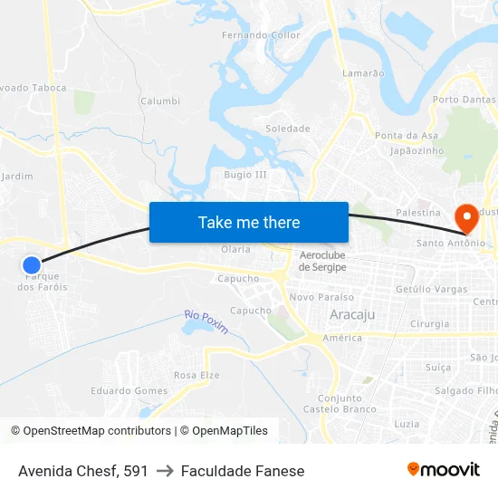 Avenida Chesf, 591 to Faculdade Fanese map