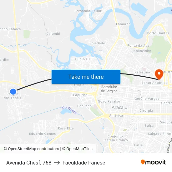 Avenida Chesf, 768 to Faculdade Fanese map
