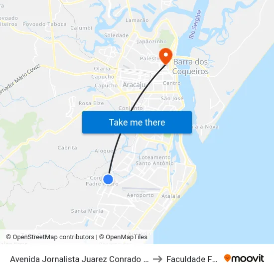 Avenida Jornalista Juarez Conrado Dantas 529 to Faculdade Fanese map
