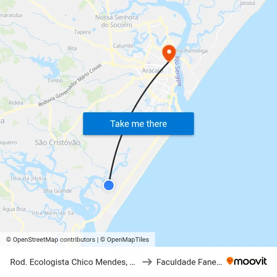 Rod. Ecologista Chico Mendes, 430 to Faculdade Fanese map