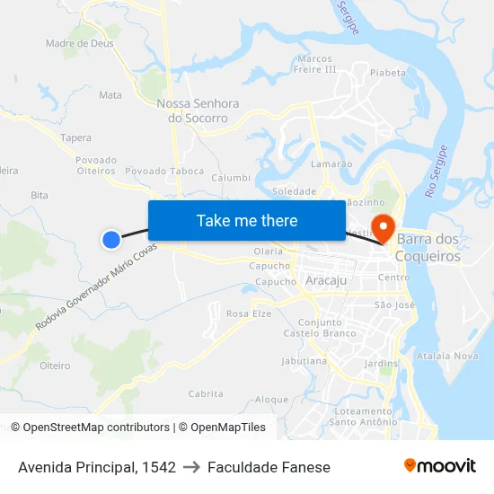 Avenida Principal, 1542 to Faculdade Fanese map