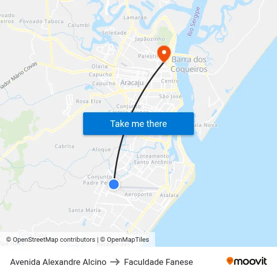 Avenida Alexandre Alcino to Faculdade Fanese map