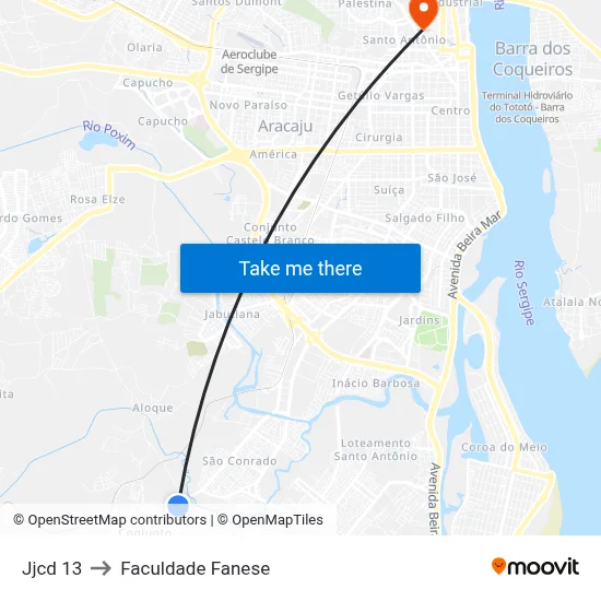 Jjcd 13 to Faculdade Fanese map