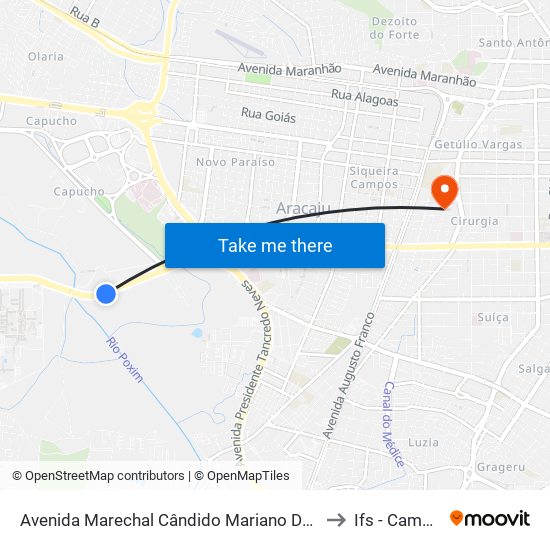 Avenida Marechal Cândido Mariano Da Silva Rondon, 1515 | Progresso to Ifs - Campus Aracaju map