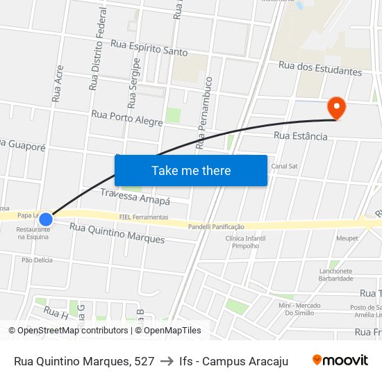 Rua Quintino Marques, 527 to Ifs - Campus Aracaju map