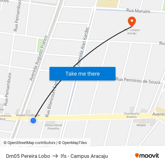 Dm05 Pereira Lobo to Ifs - Campus Aracaju map