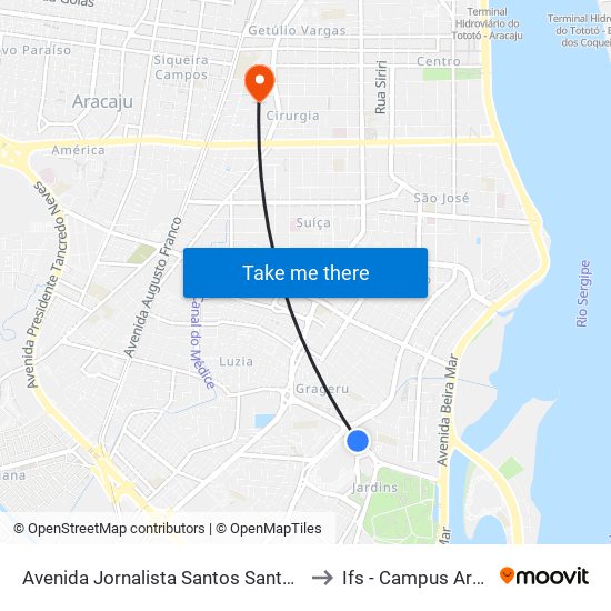 Avenida Jornalista Santos Santana, 952 to Ifs - Campus Aracaju map