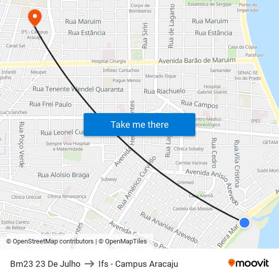 Bm23  23 De Julho to Ifs - Campus Aracaju map
