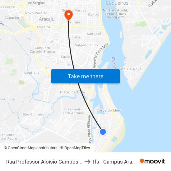 Rua Professor Aloísio Campos, 786 to Ifs - Campus Aracaju map