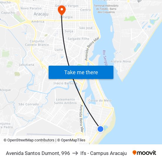 Avenida Santos Dumont, 996 to Ifs - Campus Aracaju map