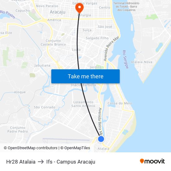 Hr28 Atalaia to Ifs - Campus Aracaju map