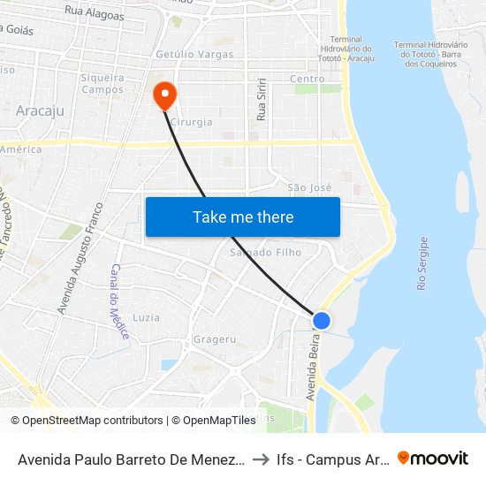 Avenida Paulo Barreto De Menezes,, 1425 to Ifs - Campus Aracaju map