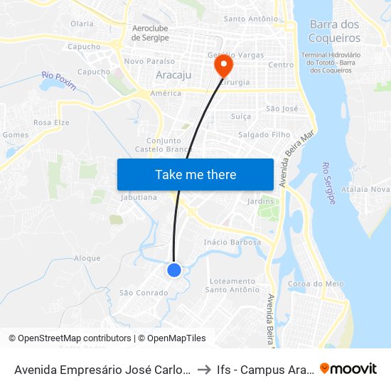 Avenida Empresário José Carlos Silva to Ifs - Campus Aracaju map