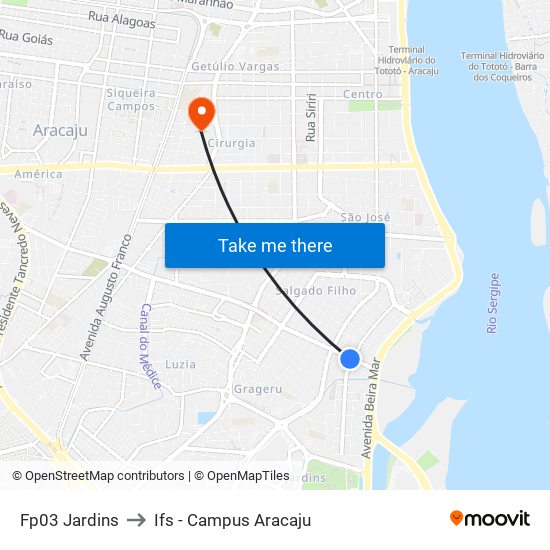 Fp03 Jardins to Ifs - Campus Aracaju map