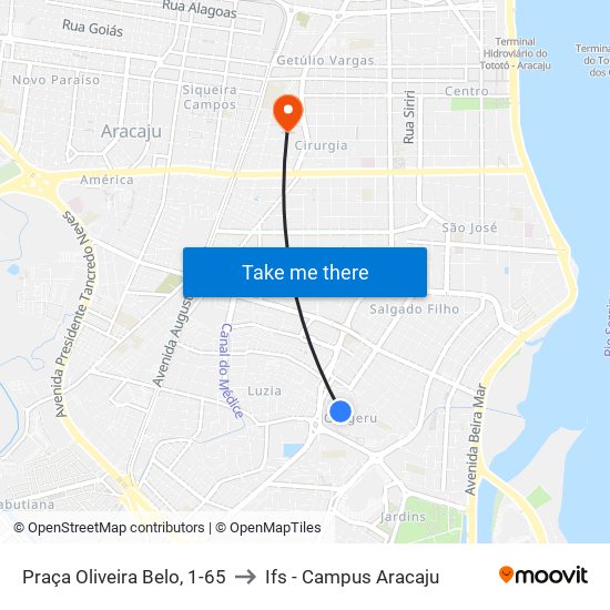 Praça Oliveira Belo, 1-65 to Ifs - Campus Aracaju map