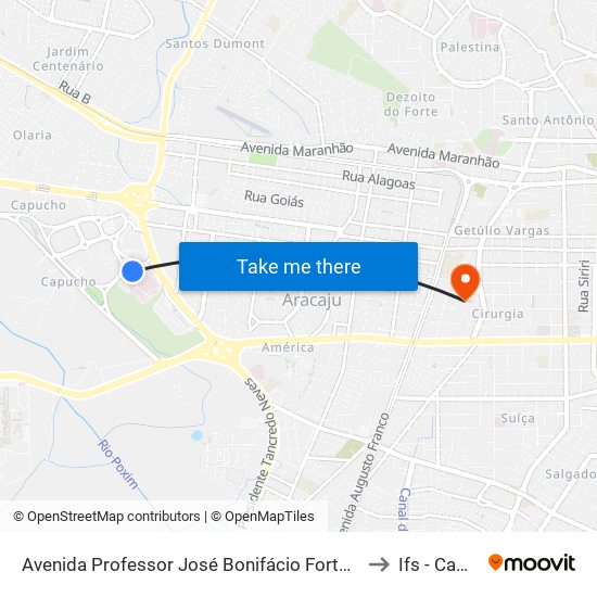 Avenida Professor José Bonifácio Forte Neto, 399 | Hemocentro De Sergipe - Hemose to Ifs - Campus Aracaju map