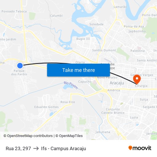 Rua 23, 297 to Ifs - Campus Aracaju map