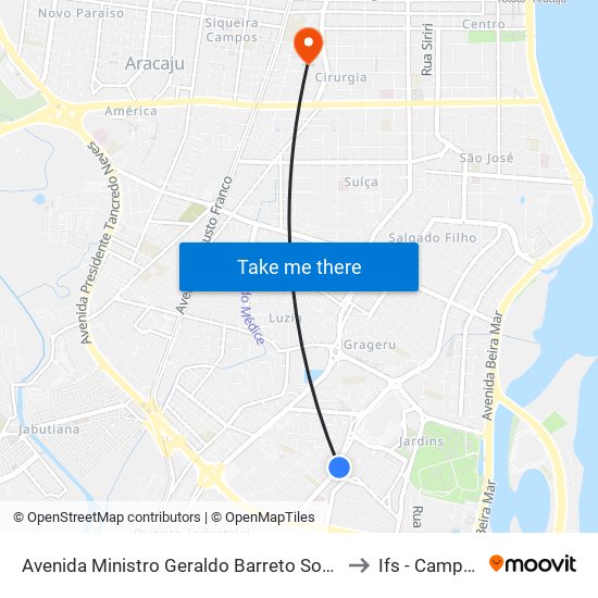 Avenida Ministro Geraldo Barreto Sobral, 200 | Cemitério Do Abc to Ifs - Campus Aracaju map