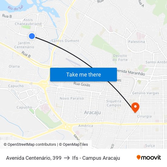 Avenida Centenário, 399 to Ifs - Campus Aracaju map