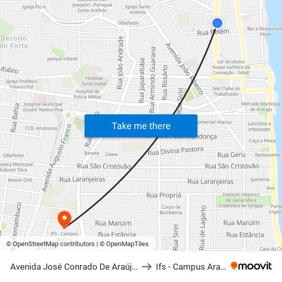 Avenida José Conrado De Araújo, 293 to Ifs - Campus Aracaju map