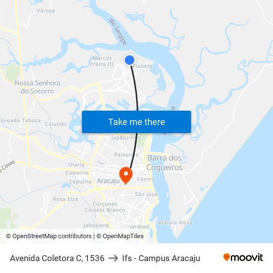 Avenida Coletora C, 1536 to Ifs - Campus Aracaju map