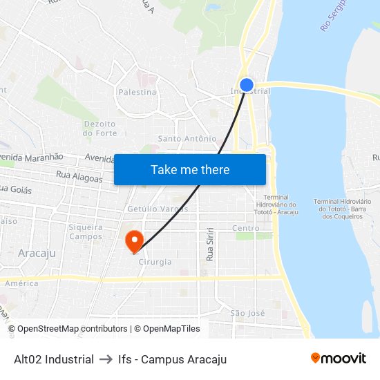 Alt02 Industrial to Ifs - Campus Aracaju map