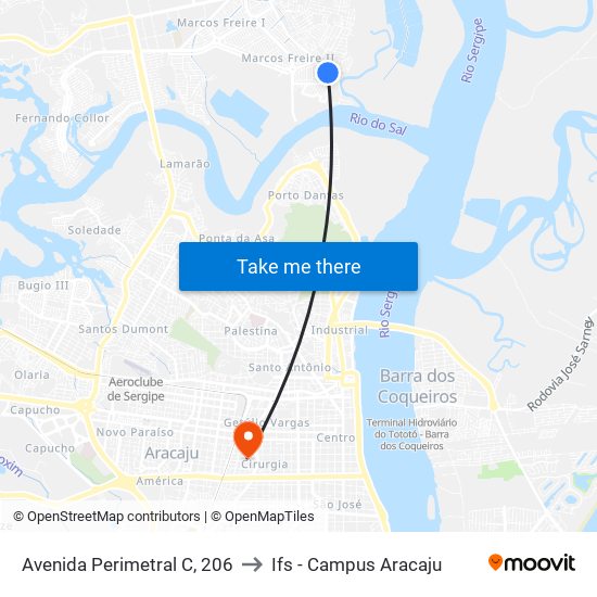 Avenida Perimetral C, 206 to Ifs - Campus Aracaju map