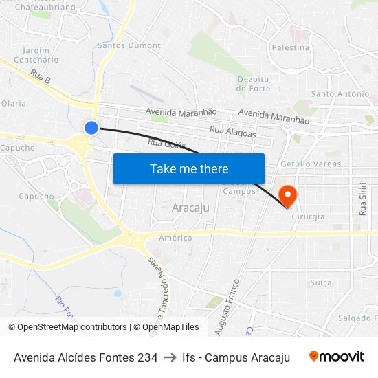 Avenida Alcídes Fontes 234 to Ifs - Campus Aracaju map