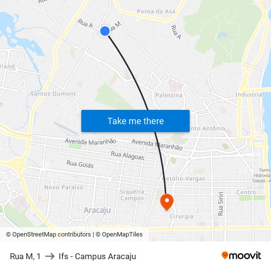 Rua M, 1 to Ifs - Campus Aracaju map