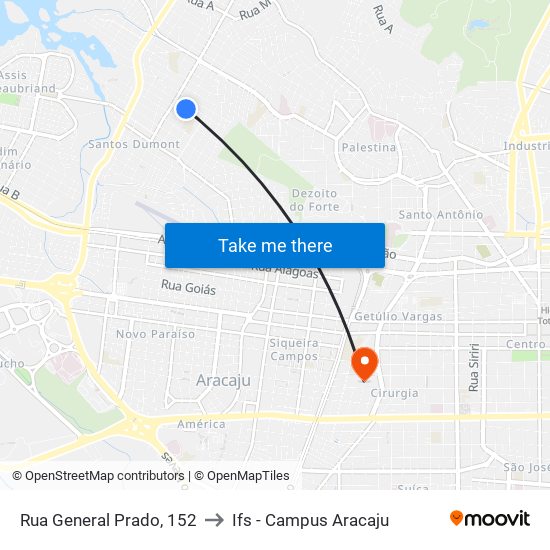 Rua General Prado, 152 to Ifs - Campus Aracaju map