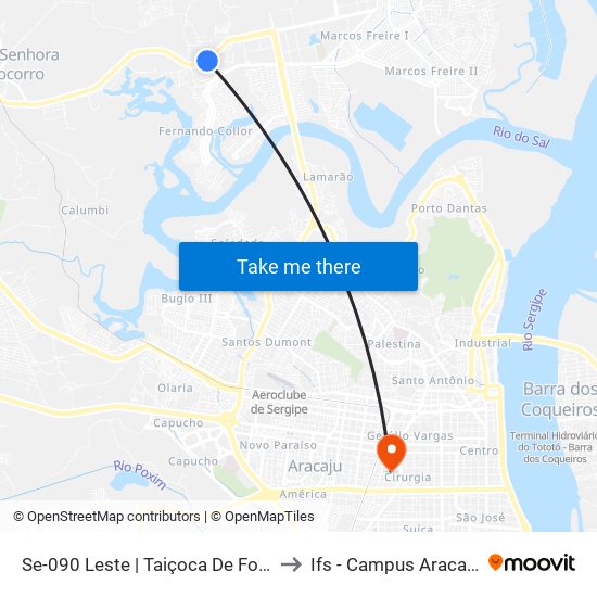 Se-090 Leste | Taiçoca De Fora to Ifs - Campus Aracaju map