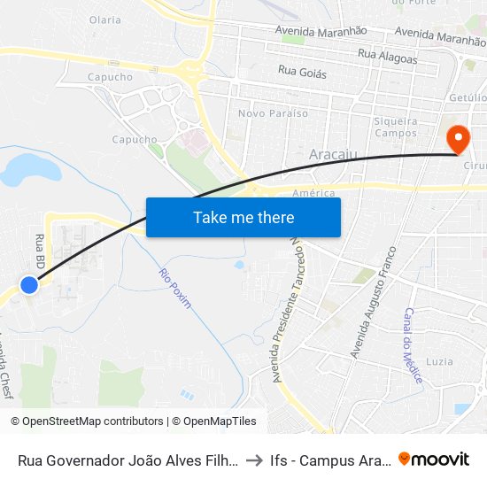 Rua Governador João Alves Filho, 200 to Ifs - Campus Aracaju map