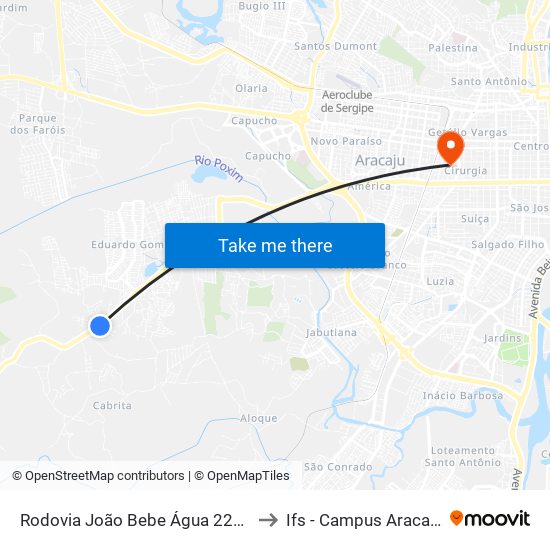 Rodovia João Bebe Água 2271 to Ifs - Campus Aracaju map